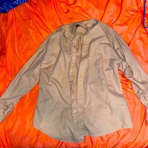 Mens tan button down shirt